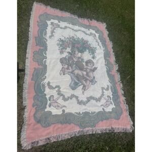 Goodwin Weavers 100% Cotton Cherubs Tapestry Throw 52x68’ USA Made RN 14900